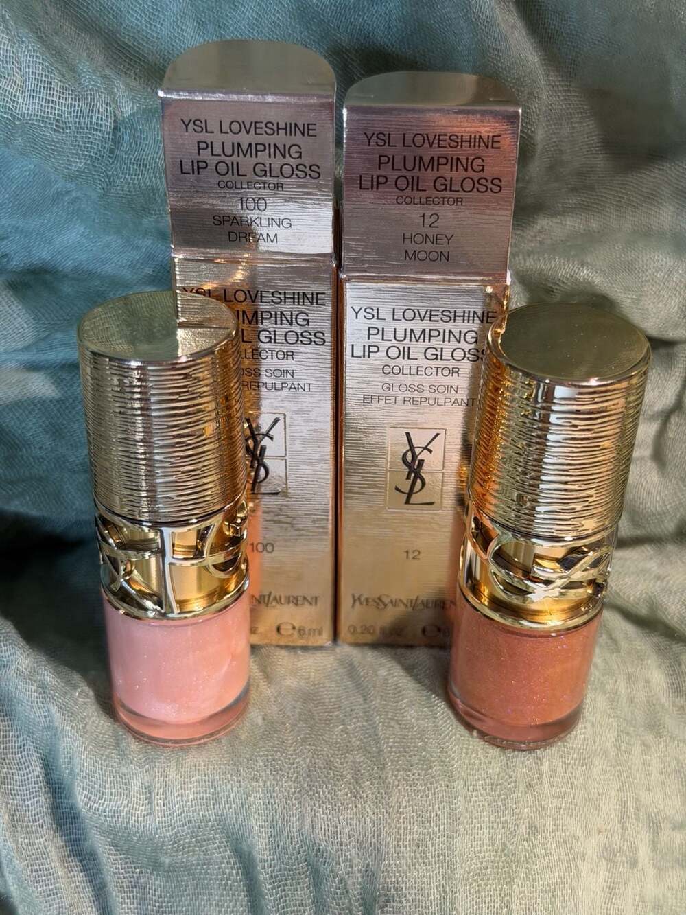 YSL Loveshine Plumping Lip Oil Gloss (Set of 2 Sparkling Dream, Honey Moon) Limi